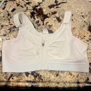 White Women's Front Zip Sports Bra